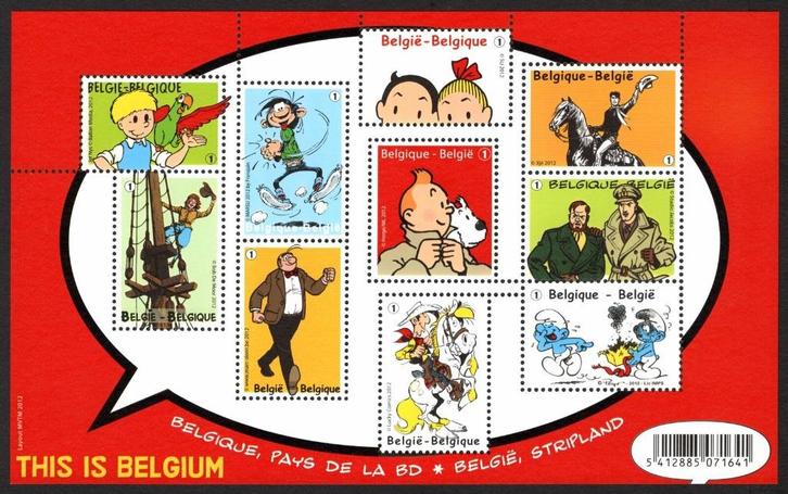 Belgie 2012 strips Kuifje Blake Lucky Luke Suske smurfen MNH, Postzegels en Munten, Postzegels | Europa | België, Postfris, Verzenden