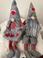 Set kerstkabouters man vrouw rood grijs gnoom kerstdecoratie, Ophalen of Verzenden, Nieuw