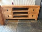 Teak houten TV kast met 4 laadjes (Afm.140 B x 50 D x 55 H), Huis en Inrichting, Kasten | Televisiemeubels, Ophalen, Gebruikt