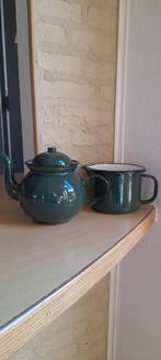 Emaille theepot en melkkan., Antiek en Kunst, Antiek | Emaille, Ophalen of Verzenden