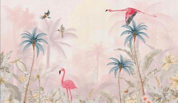 Poespas behang Pink Flamingo 10 rollen beschikbaar voor biedingen