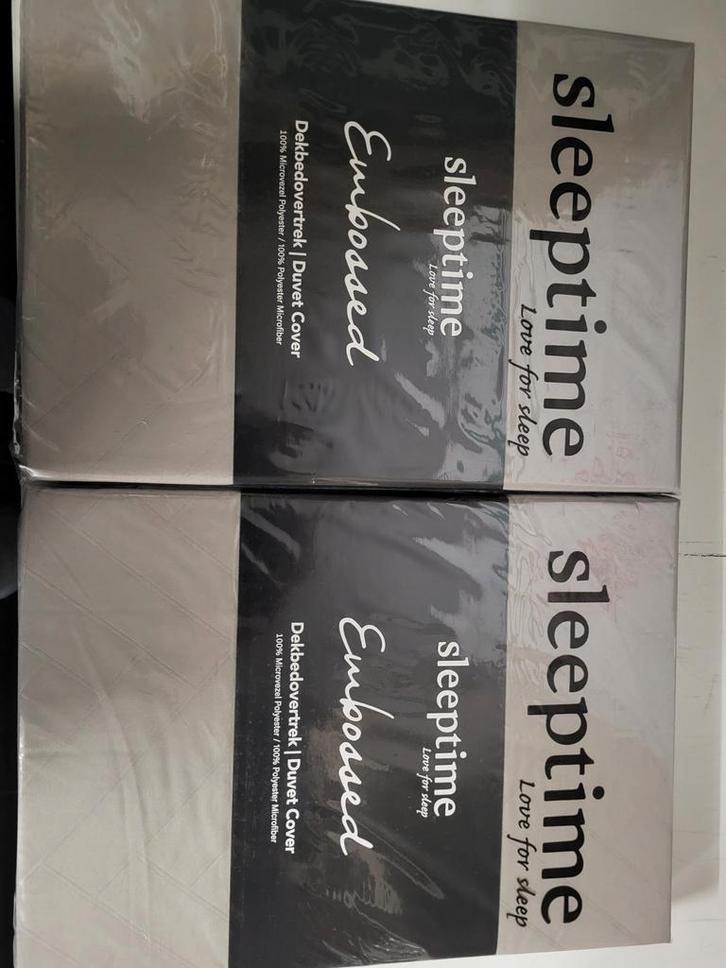 2x Sleeptime Valencia-Sand Dekbedovertrek 140x200/220, Huis en Inrichting, Slaapkamer | Beddengoed, Nieuw, Dekbedovertrek, Tweepersoons