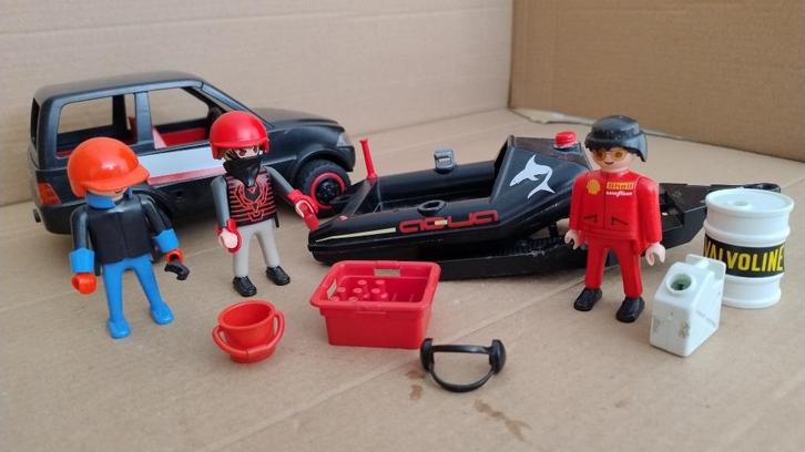 Playmobil set Speedboot Racer 3 poppetjes, boot en auto, Kinderen en Baby's, Speelgoed | Playmobil, Gebruikt, Los playmobil, Ophalen of Verzenden
