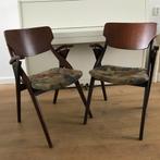 2 Arne Hovmand Olsen Mogens Kold stoel vintage teak stof, Huis en Inrichting, Stoelen, Ophalen, Gebruikt, Bruin, Nvt