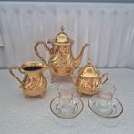 Marokaans/Turks compleet gouden theeset met thee glazen, Glas, Overige stijlen, Ophalen of Verzenden