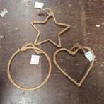 48x Jute Hangers Ø20cm - Decoratief hart, ster, rond, Ophalen of Verzenden
