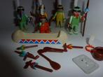 Playmobil  Western 5 indianen met kano vintage lichtgekleurd, Ophalen of Verzenden, Gebruikt, Complete set