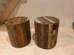 2x colorful round wooden coffee tables, Ophalen, Minder dan 45 cm, Minder dan 55 cm, Rond
