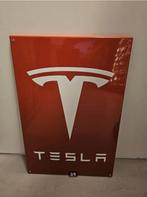 Tesla reclamebord emaille 60 hoog x 40 breed - UNIEK reclame, Verzamelen, Nieuw, Reclamebord, Ophalen of Verzenden