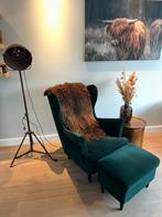 Oorfauteuil met voetenbank, Huis en Inrichting, Fauteuils, Ophalen, Zo goed als nieuw, 75 tot 100 cm