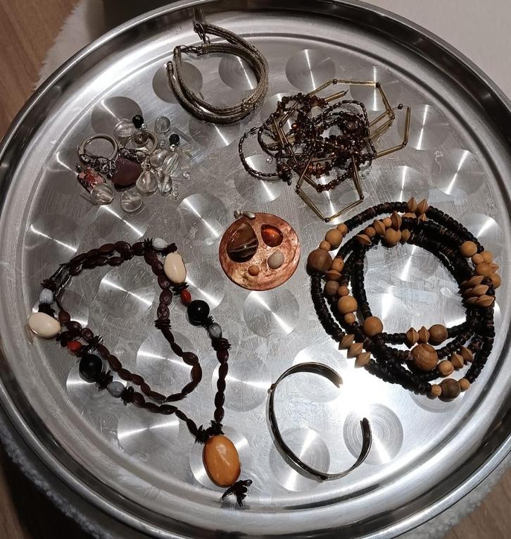 DB63 Kralenset vintage bruin beige, Hobby en Vrije tijd, Kralen en Sieraden maken, Gebruikt, Kraal, Verzenden