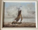 Olieverf schilderij op paneel, botter op open zee, Antiek en Kunst, Verzenden