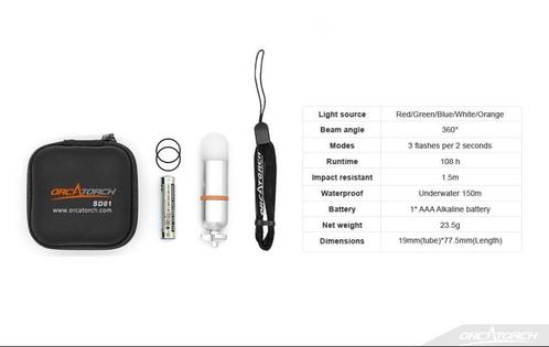 Orcatorch duiklamp mini licht baken lichtbaken, Watersport en Boten, Duiken, Nieuw, Duiklamp, Ophalen of Verzenden