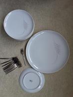 Gebakstel met verzilverde taartschep en vorkjes., Ophalen of Verzenden, Gebruikt