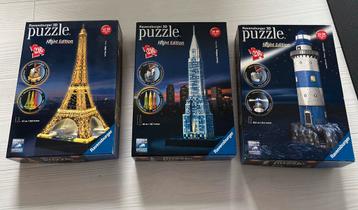 Ravensburger 3D Puzzles - Night Edition set van drie beschikbaar voor biedingen