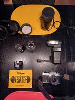 Uitgebreide NIKON FE fotoset met div lenzen,flits,amplifyer, Audio, Tv en Foto, Fotocamera's Analoog, Ophalen, Gebruikt, Spiegelreflex