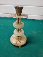 Kandelaar marmer en messing op voet, Huis en Inrichting, Woonaccessoires | Kandelaars en Kaarsen, Ophalen of Verzenden, 'T Olde Gre-j