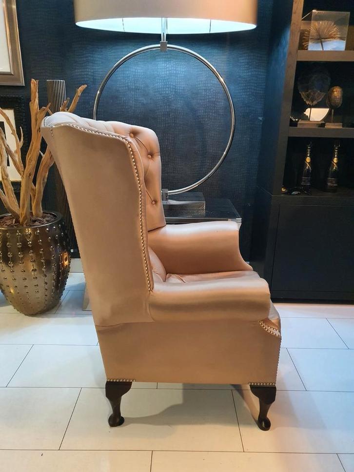 2x Gecapitonneerde Wing Chair / Oorfauteuil!, Huis en Inrichting, Fauteuils, Gebruikt, Stof, 75 tot 100 cm, Ophalen