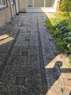 GRATIS 40 m² grindtegels met blokjes, Tuin en Terras, Tegels en Klinkers, Ophalen, Gebruikt, 10 m² of meer, Beton