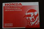 HONDA NX500 NX650 1990 instruktie boekje NX 500 , NX 650, Ophalen of Verzenden, Honda