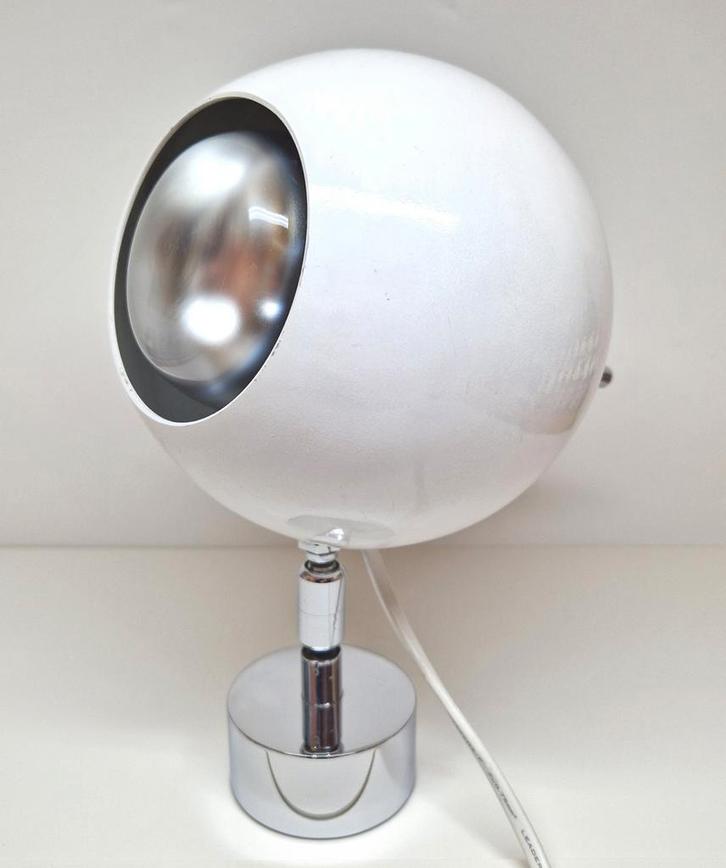 Retro Space Age witte Eyeball tafellamp / bureaulamp 1960., Huis en Inrichting, Lampen | Tafellampen, Zo goed als nieuw, Minder dan 50 cm