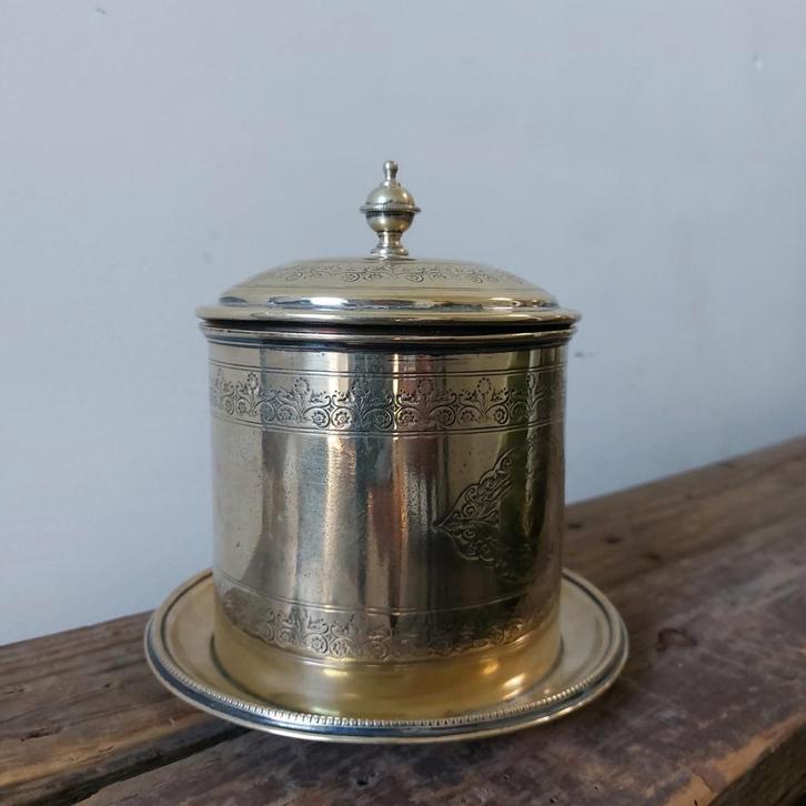 Verzilverde tabakspot., Antiek en Kunst, Curiosa en Brocante, Ophalen of Verzenden