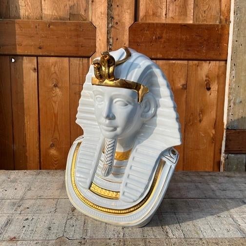 Borstbeeld beeld Farao Tutanchamon Egypte porselein wit, Antiek en Kunst, Kunst | Beelden en Houtsnijwerken, Ophalen