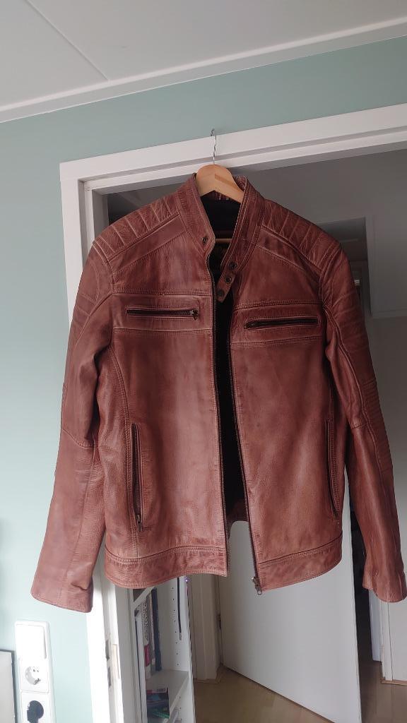 Leren Bikerjack (L), Motoren, Kleding | Motorkleding, Jas | leer, Heren, Tweedehands, Ophalen