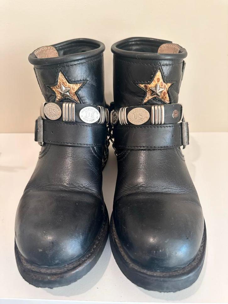 Sendra Biker Boots Zwart Leer Maat 35/36, Kleding | Dames, Schoenen, Gedragen, Lage of Enkellaarzen, Zwart, Verzenden