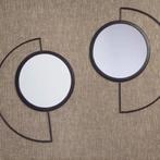 Bodilson Wandspiegel Moon set van 2, metaal - Ø30cm - zwart, Minder dan 50 cm, Rond, Nieuw, Ophalen of Verzenden