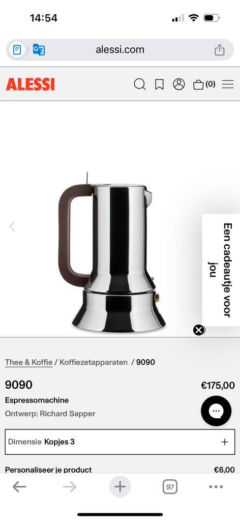 Alessi 9090 Espressomachine - Design Richard Sapper, Huis en Inrichting, Keuken | Keukenbenodigdheden, Gebruikt, Ophalen of Verzenden