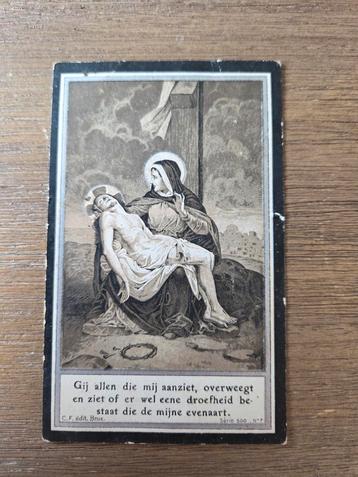 Oude religieuze bidprent beschikbaar voor biedingen