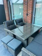 Te koop, nette grote tuinset met tafel &glasplaat!, Ophalen, Zo goed als nieuw