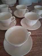 Wedgwood Queens Plain 6 zgan THEEKOPJES en schotels, Huis en Inrichting, Keuken | Servies, Ophalen of Verzenden, Zo goed als nieuw