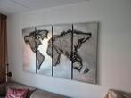 Wanddecoratie wereldkaart ingelegd met steentjes 100x165cm, Ophalen of Verzenden
