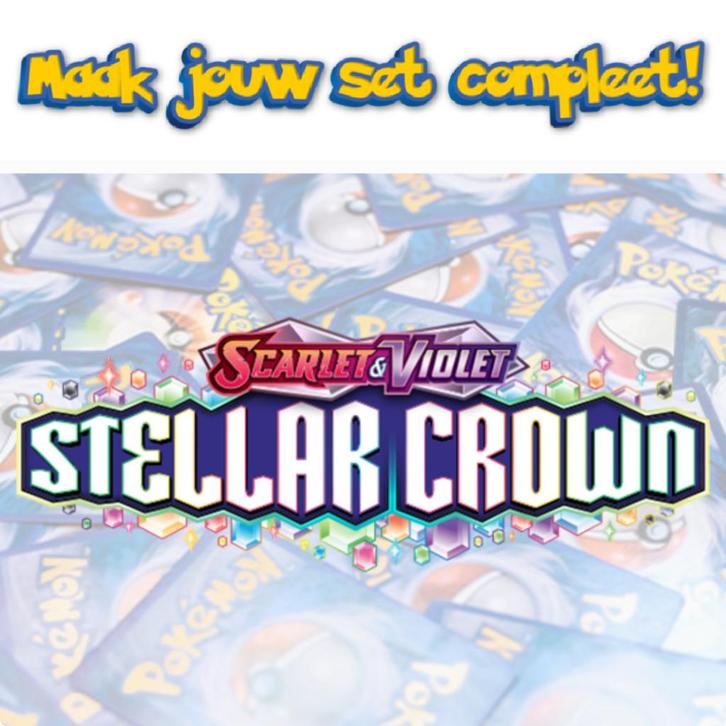 Losse Pokémon kaarten – Stellar Crown – Bulk en Hits, Hobby en Vrije tijd, Verzamelkaartspellen | Pokémon, Zo goed als nieuw, Meerdere kaarten