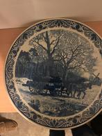 Delfts Blauw Wandbord met Wagen, Antiek en Kunst, Antiek | Wandborden en Tegels, Ophalen