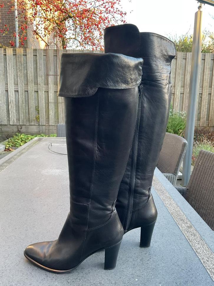 Zwarte leren laarzen van Nalini, Kleding | Dames, Schoenen, Zo goed als nieuw, Hoge laarzen, Zwart, Ophalen of Verzenden