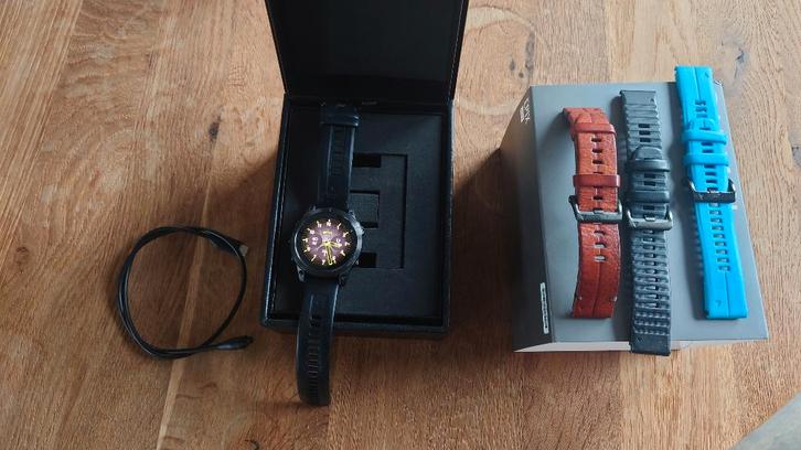 Garmin Epix (gen2) sapphire, Sieraden, Tassen en Uiterlijk, Sporthorloges, Zo goed als nieuw, Android, Zwart, Afstand, Calorieverbanding