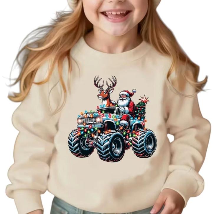 Crème sweater maat 116 met kerstman print, Kinderen en Baby's, Kinderkleding | Maat 116, Nieuw, Jongen of Meisje, Trui of Vest