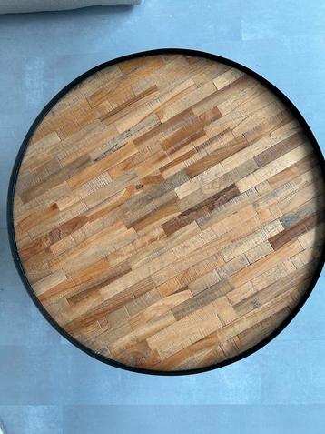 Houten Salontafel - Ø 74cm, Hoogte 34cm beschikbaar voor biedingen
