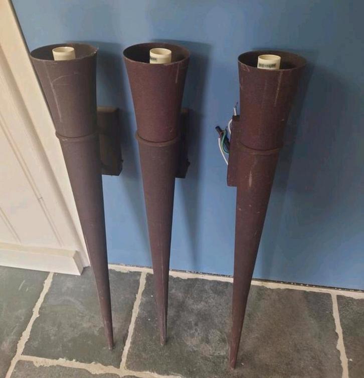 3 identieke Wandlampen (69cm lang) met elk een schakelaar!, Huis en Inrichting, Lampen | Wandlampen, Zo goed als nieuw, Metaal