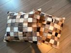 2 Leren Patchwork Kussens - Nieuw, Verzenden, Nieuw, Bruin, Vierkant