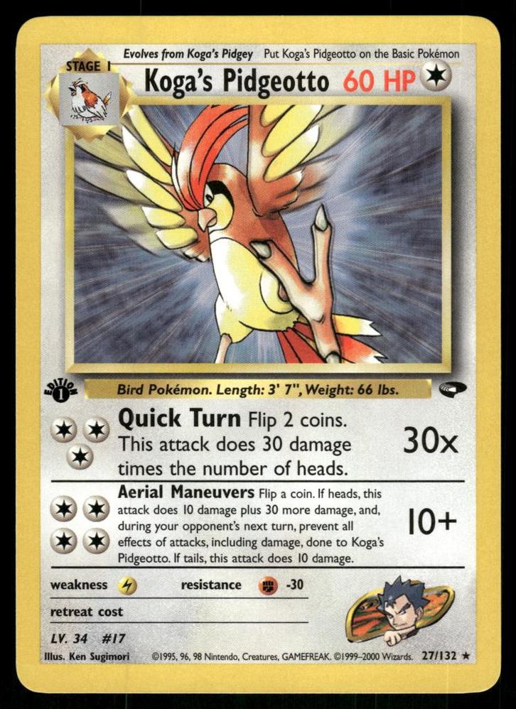 Koga's Pidgeotto 27/132 - Gym Challenge (1st edition), Hobby en Vrije tijd, Verzamelkaartspellen | Pokémon, Gebruikt, Verzenden
