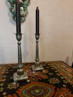 2 Prachtige Zilver Kleurige Vintage Kandelaars, Antiek en Kunst, Antiek | Kandelaars, Ophalen of Verzenden, Zilver