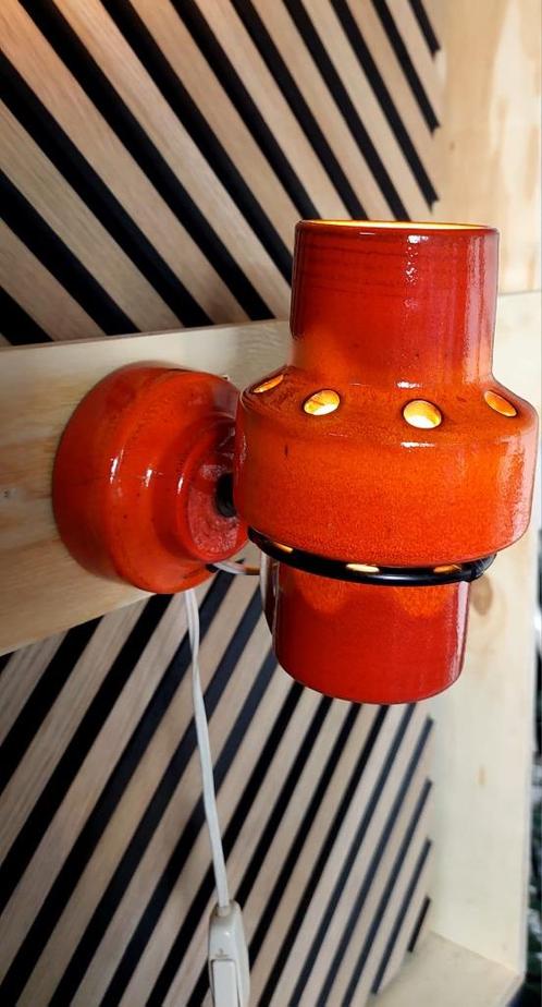 Vintage Aardewerk Hanglamp lamp Oranje / Rood, Huis en Inrichting, Lampen | Wandlampen, Gebruikt, Ophalen of Verzenden
