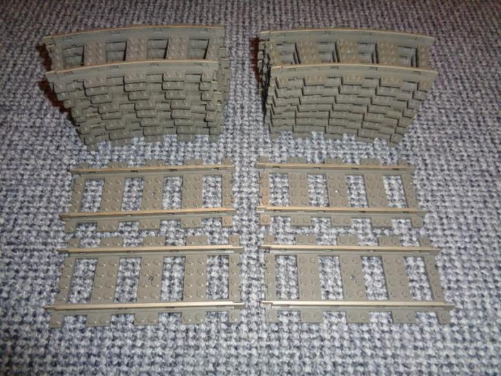 Partij O191=Lego 9v trein rails, 4x Recht+16x Bocht(Nog 10x), Kinderen en Baby's, Speelgoed | Duplo en Lego, Gebruikt, Lego, Losse stenen