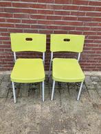 Groene, stapelbare, kunsstof stoelen (IKEA), Huis en Inrichting, Stoelen, Ophalen, Kunststof, Gebruikt, Twee