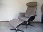 NIEUWSTAAT Time Out design relax fauteuil taupe leder large!, Huis en Inrichting, Fauteuils, Ophalen of Verzenden, Zo goed als nieuw