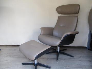 NIEUWSTAAT Time Out design relax fauteuil taupe leder large! beschikbaar voor biedingen